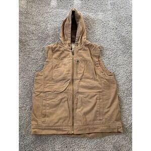 Duluth Trading Co Men's Hooded Firehose Insulated  Vest XLT Brown Sleeveless